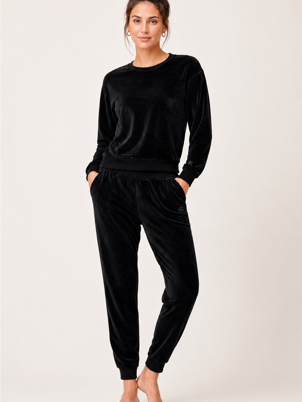 Banana Republic Black Velour Sweatshirt and Jogger Set